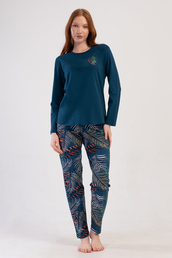 KADIN P.SUPREM O YAKA UZUN KOL ETEGI OVAL PIJAMA TAKIM - Vienetta1.GrupZEMIN