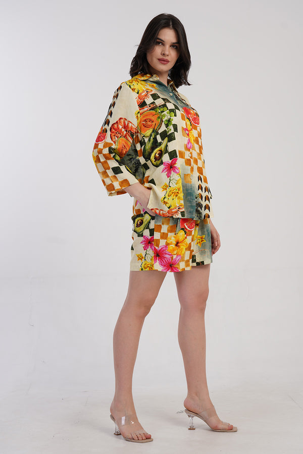 Woman Belmando Out Shirt Collar Short Set