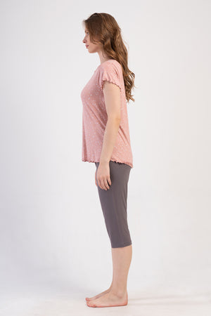 Woman Lycra Viscon Big Size Degy Capri Set