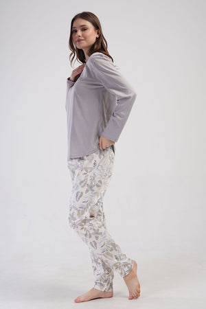 KADIN P.SUPREM XXL O YAKA UZUN KOL ETEGI OVAL PIJAMA TAKIM - Vienetta1.Grup16 - 3850TCX