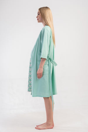 Woman Supreme Mejy Short Sleeve Pregnant Tunic Dressing Gown Set