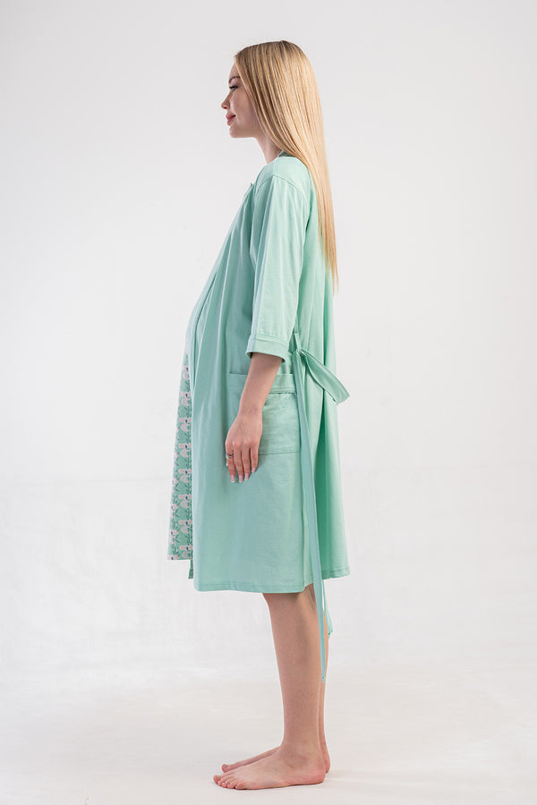 Woman Supreme Mejy Short Sleeve Pregnant Tunic Dressing Gown Set