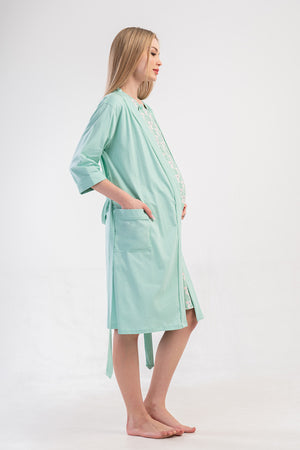 Woman Supreme Mejy Short Sleeve Pregnant Tunic Dressing Gown Set