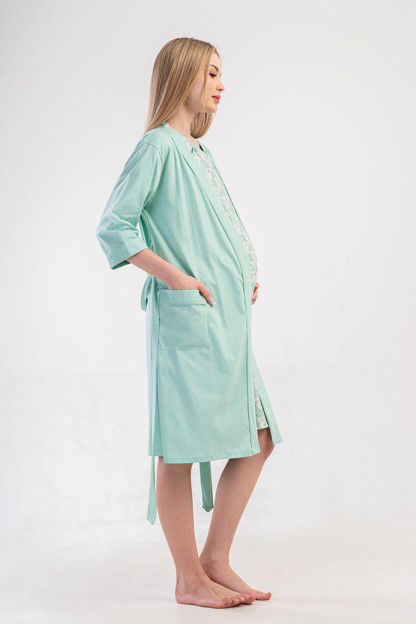 Woman Supreme Mejy Short Sleeve Pregnant Tunic Dressing Gown Set