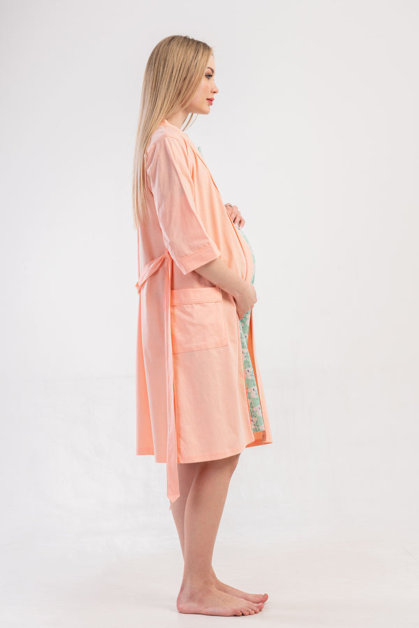 Woman Supreme Mejy Short Sleeve Pregnant Tunic Dressing Gown Set