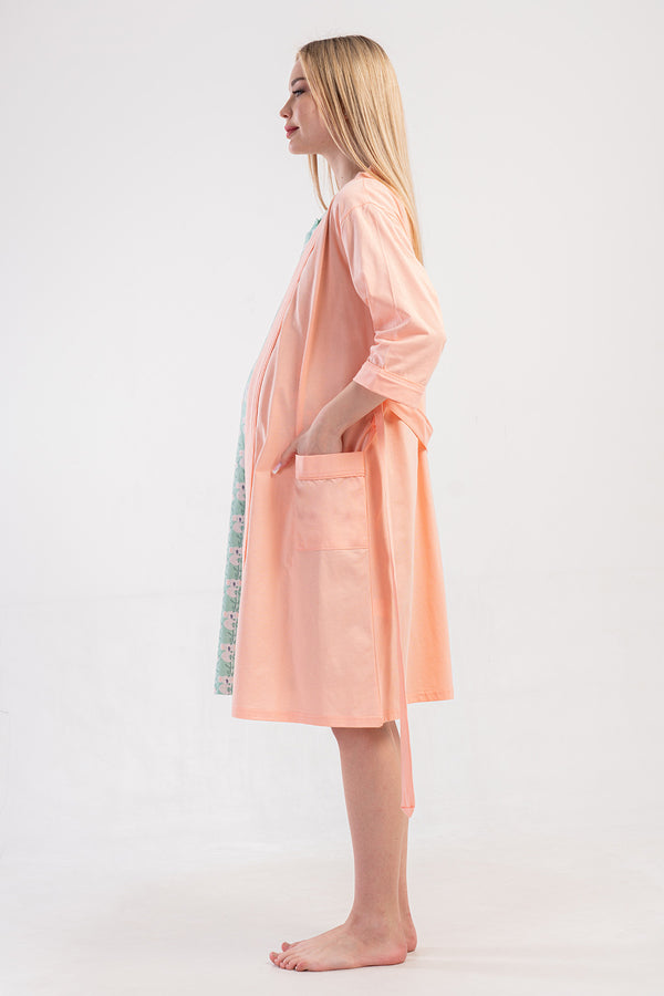 Woman Supreme Mejy Short Sleeve Pregnant Tunic Dressing Gown Set