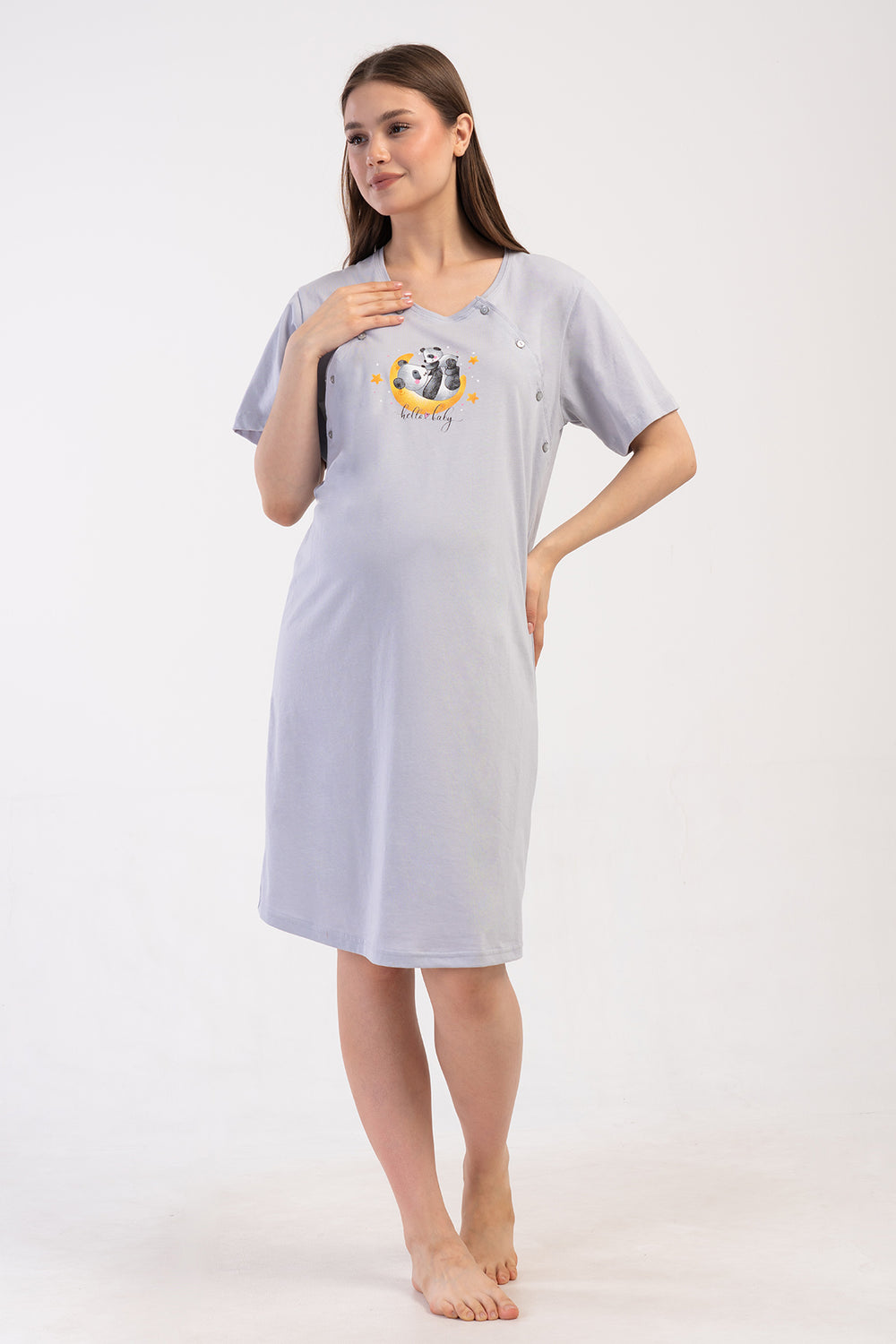 KADIN P.SUPREM CIFT PATLI KISA KOL HAMILE TUNIK