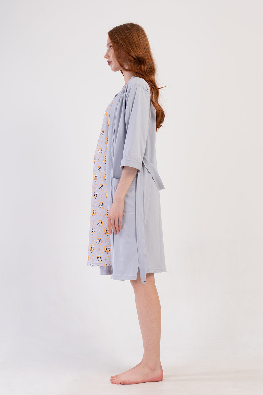 KADIN P.SUPREM CIFT PATLI KISA KOL HAMILE TUNIK+3/4 KOL CEPLI SABAHLIK TAKIM