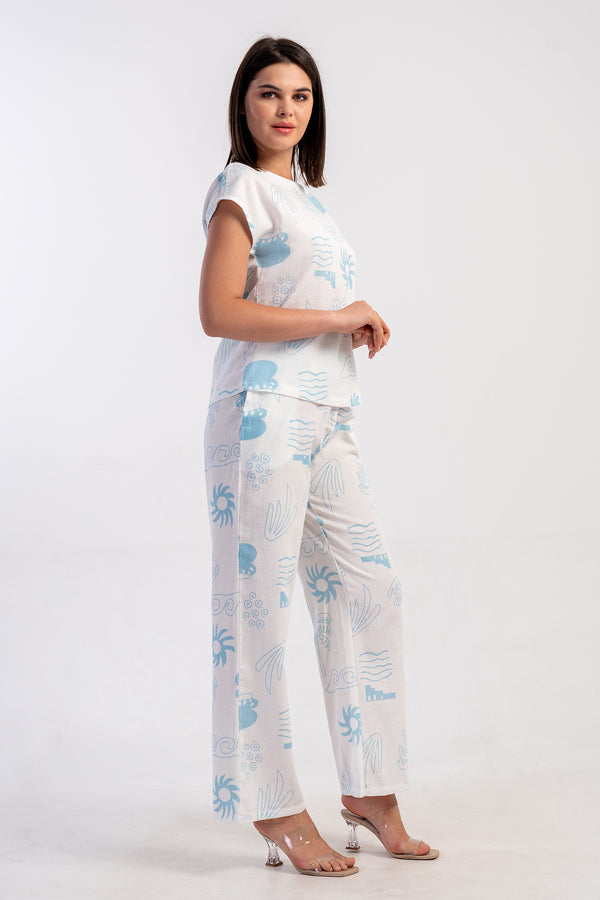 Woman Cyprus Marine Pant Pyjama Set