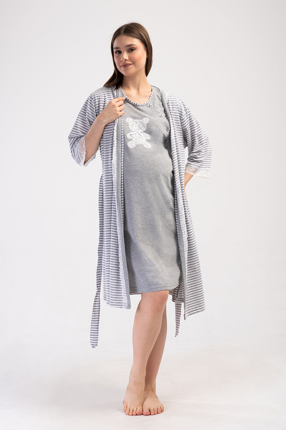 KADIN SABAHLIK TAKIM SUPREM 411064 - Vienetta1.GrupGRAY MELANGE