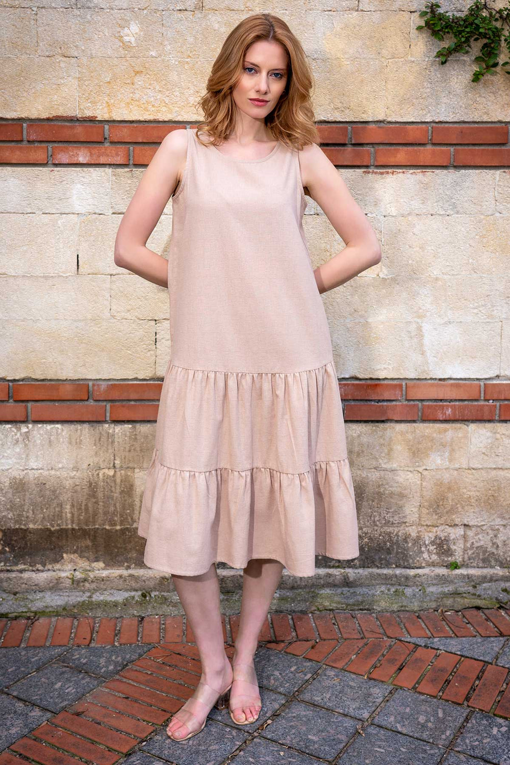 KADIN KOLSUZ ELBISE VIENETTA PLUS 412003 - Vienetta1.GrupBEJ