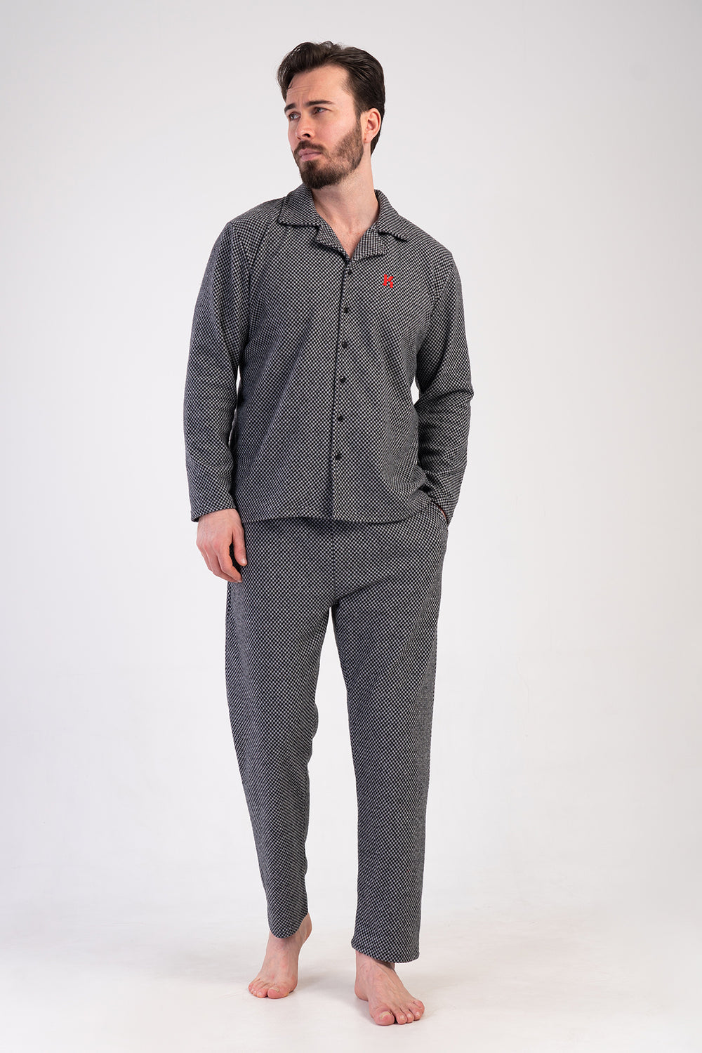 ERKEK PIJAMA TAKIM JAKARLI INTERLOK 501008 - Vienetta1.GrupSIYAH