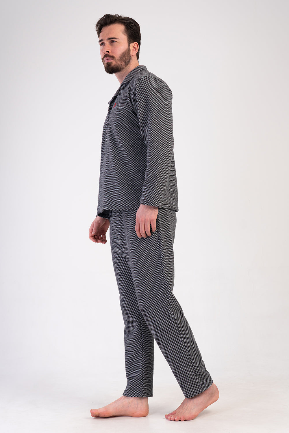 ERKEK PIJAMA TAKIM JAKARLI INTERLOK 501008 - Vienetta1.GrupSIYAH