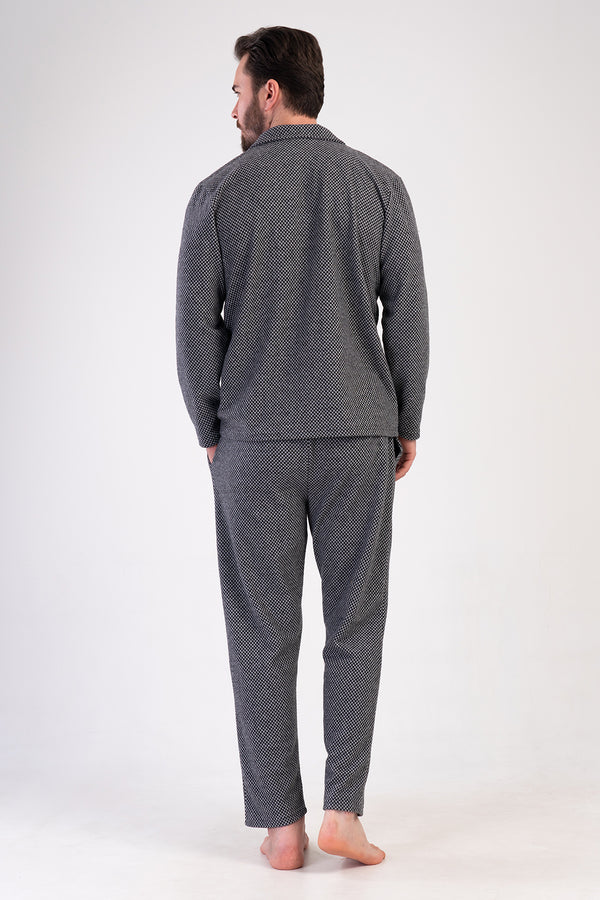 ERKEK PIJAMA TAKIM JAKARLI INTERLOK 501008 - Vienetta1.GrupSIYAH