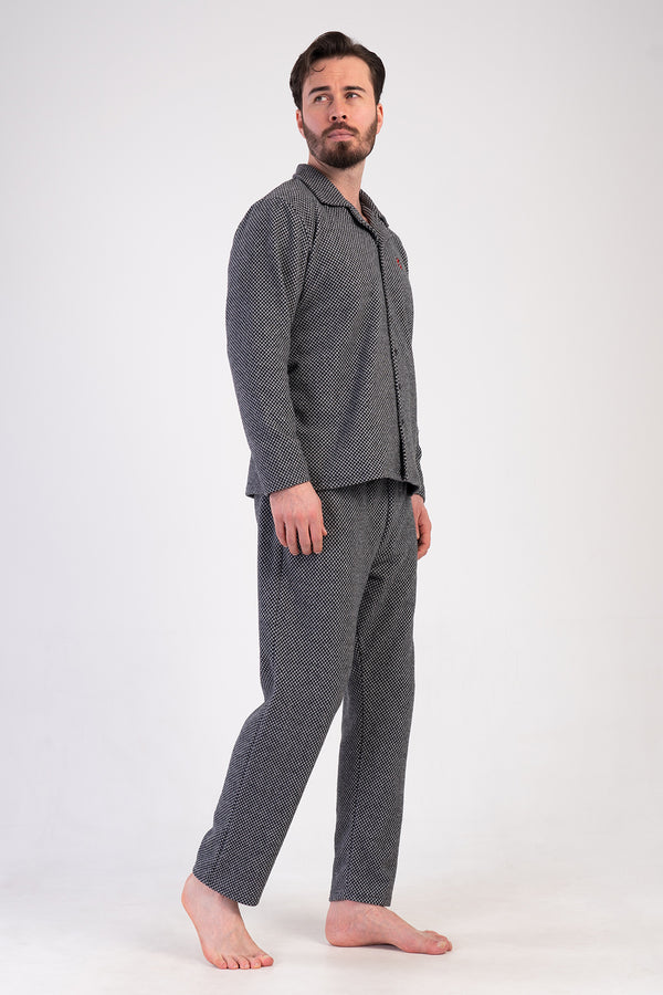 ERKEK PIJAMA TAKIM JAKARLI INTERLOK 501008 - Vienetta1.GrupSIYAH