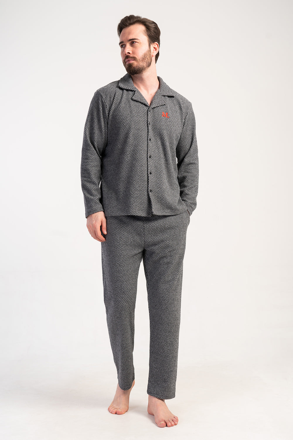 ERKEK XXL PIJAMA TAKIM JAKARLI INTERLOK 501009 - Vienetta1.GrupSIYAH