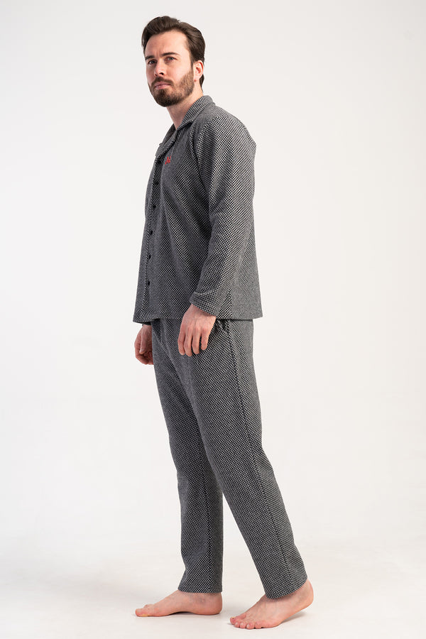 ERKEK XXL PIJAMA TAKIM JAKARLI INTERLOK 501009 - Vienetta1.GrupSIYAH