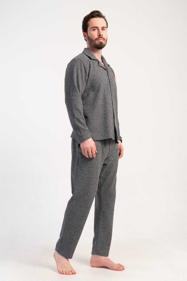 ERKEK XXL PIJAMA TAKIM JAKARLI INTERLOK 501009 - Vienetta1.GrupSIYAH