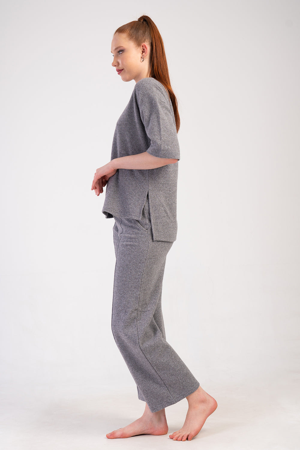 Woman Jacquard Interlock Low Shoulder Defa Pyjama Set
