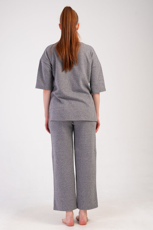 Woman Jacquard Interlock Low Shoulder Defa Pyjama Set