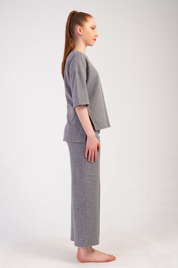Woman Jacquard Interlock Low Shoulder Defa Pyjama Set