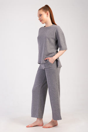 Woman Jacquard Interlock Big Size Low Shoulder Defa Pyjama Set