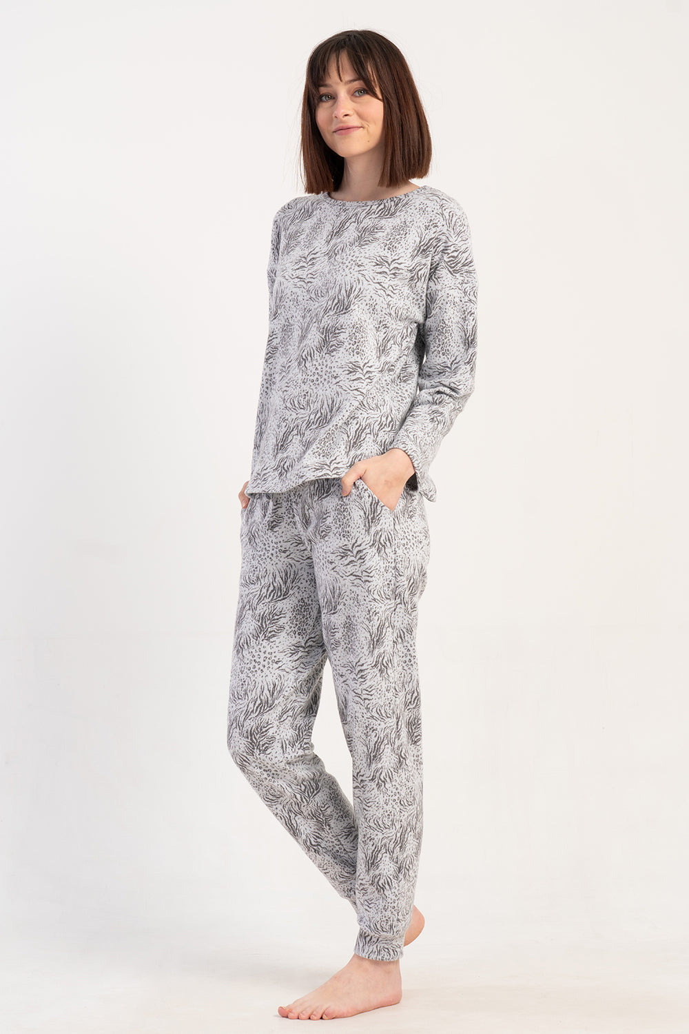 Woman Jacquard Interlock Big Size Weda Pyjama Set