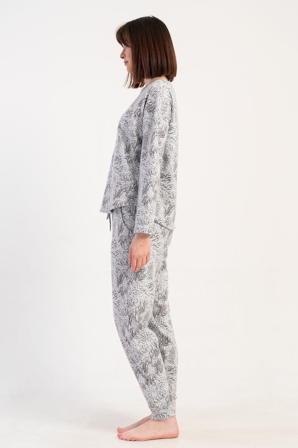KADIN XXL PIJAMA TAKIM JAKARLI INTERLOK 501014 - VienettaGRI1XL