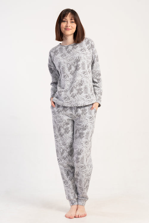 KADIN PIJAMA TAKIM JAKARLI INTERLOK 501015 - VienettaGRIS