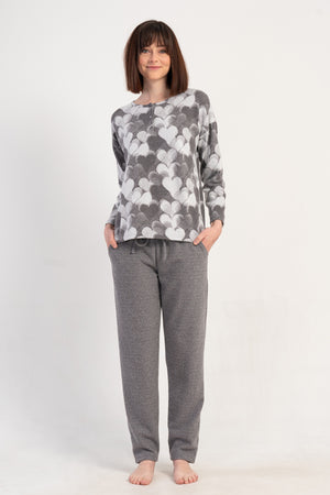Woman Jacquard Interlock Big Size Gray Pyjama Set