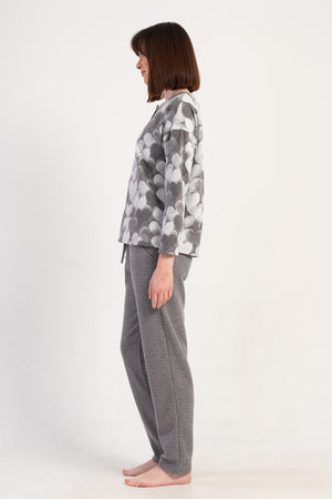 Woman Jacquard Interlock Big Size Gray Pyjama Set