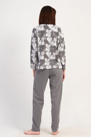 Woman Jacquard Interlock Big Size Gray Pyjama Set