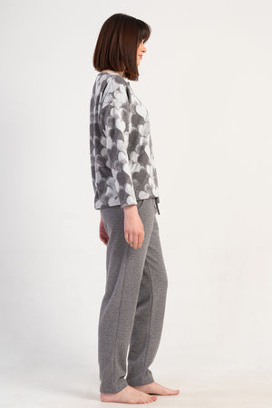 Woman Jacquard Interlock Big Size Gray Pyjama Set
