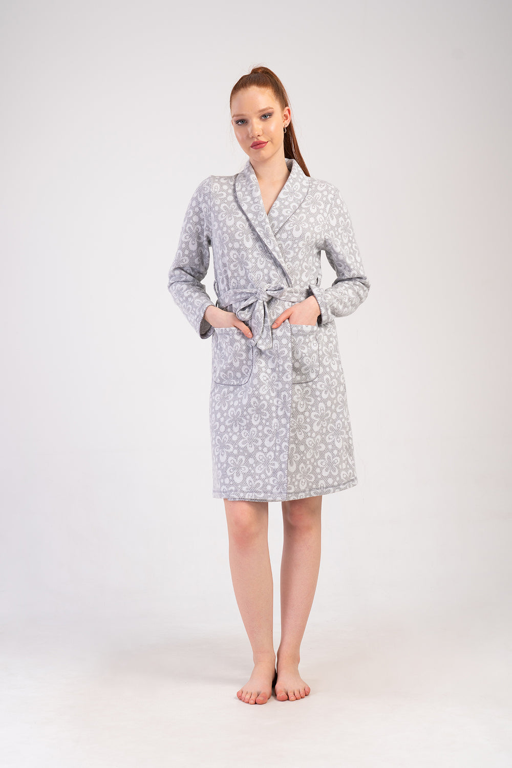 Woman Jacquard Interlock Big Size Cron Dressing Gown