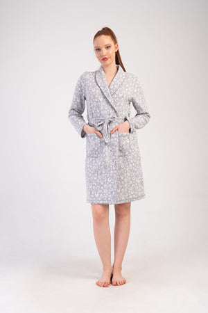 Woman Jacquard Interlock Big Size Cron Dressing Gown