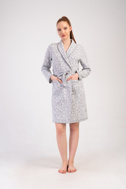 Woman Jacquard Interlock Big Size Cron Dressing Gown