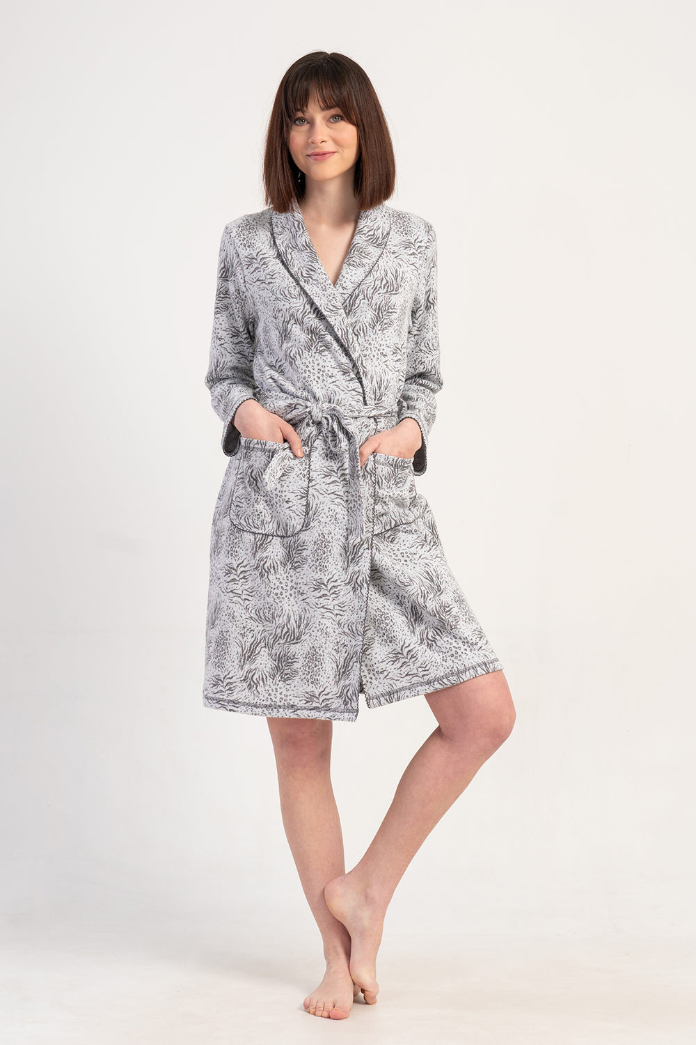 Woman Jacquard Interlock Big Size Crose Dressing Gown