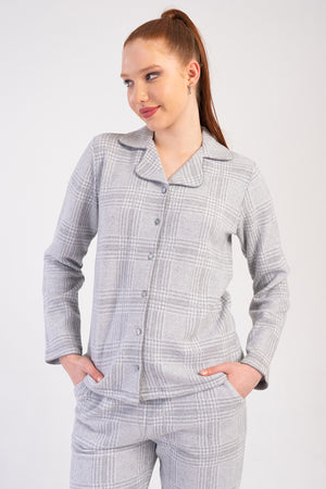 Woman Jacquard Interlock Plaid Pyjama Set