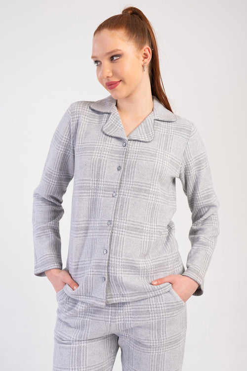 Woman Jacquard Interlock Plaid Pyjama Set