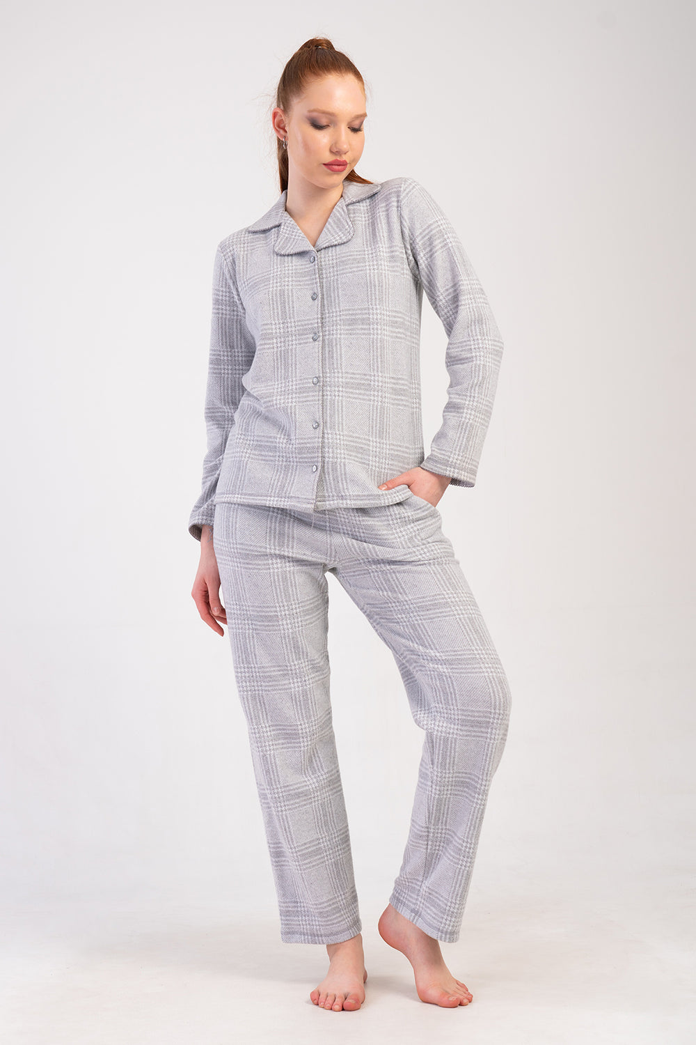 Woman Jacquard Interlock Plaid Pyjama Set