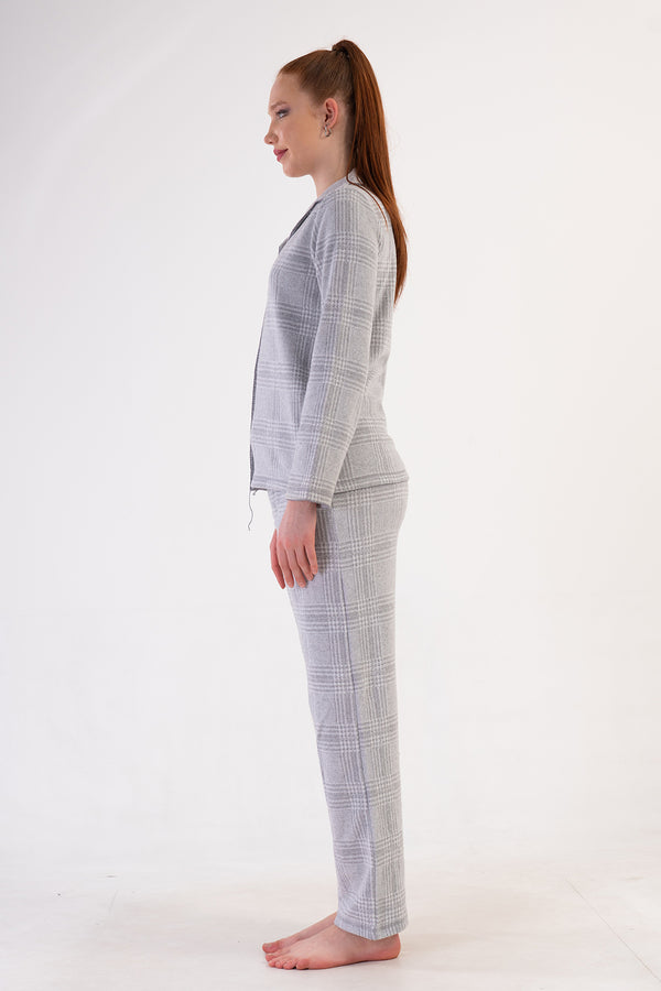 Woman Jacquard Interlock Plaid Pyjama Set