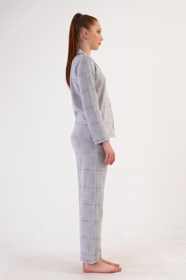 Woman Jacquard Interlock Plaid Pyjama Set