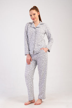 KADIN PIJAMA TAKIM JAKARLI INTERLOK 501025 - VienettaGRIM