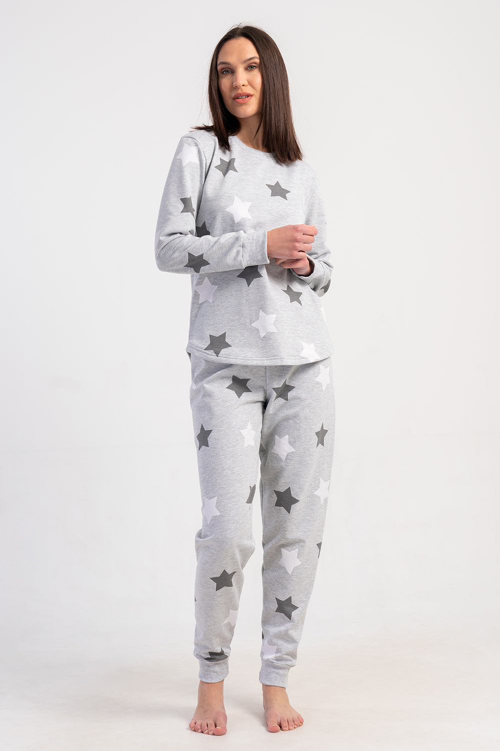 Woman Two Yarn Big Size Polka Pyjama Set