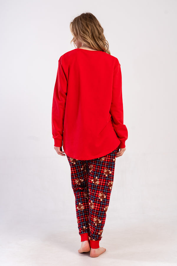 Woman Two Yarn Big Size Runy Red Pyjama Set