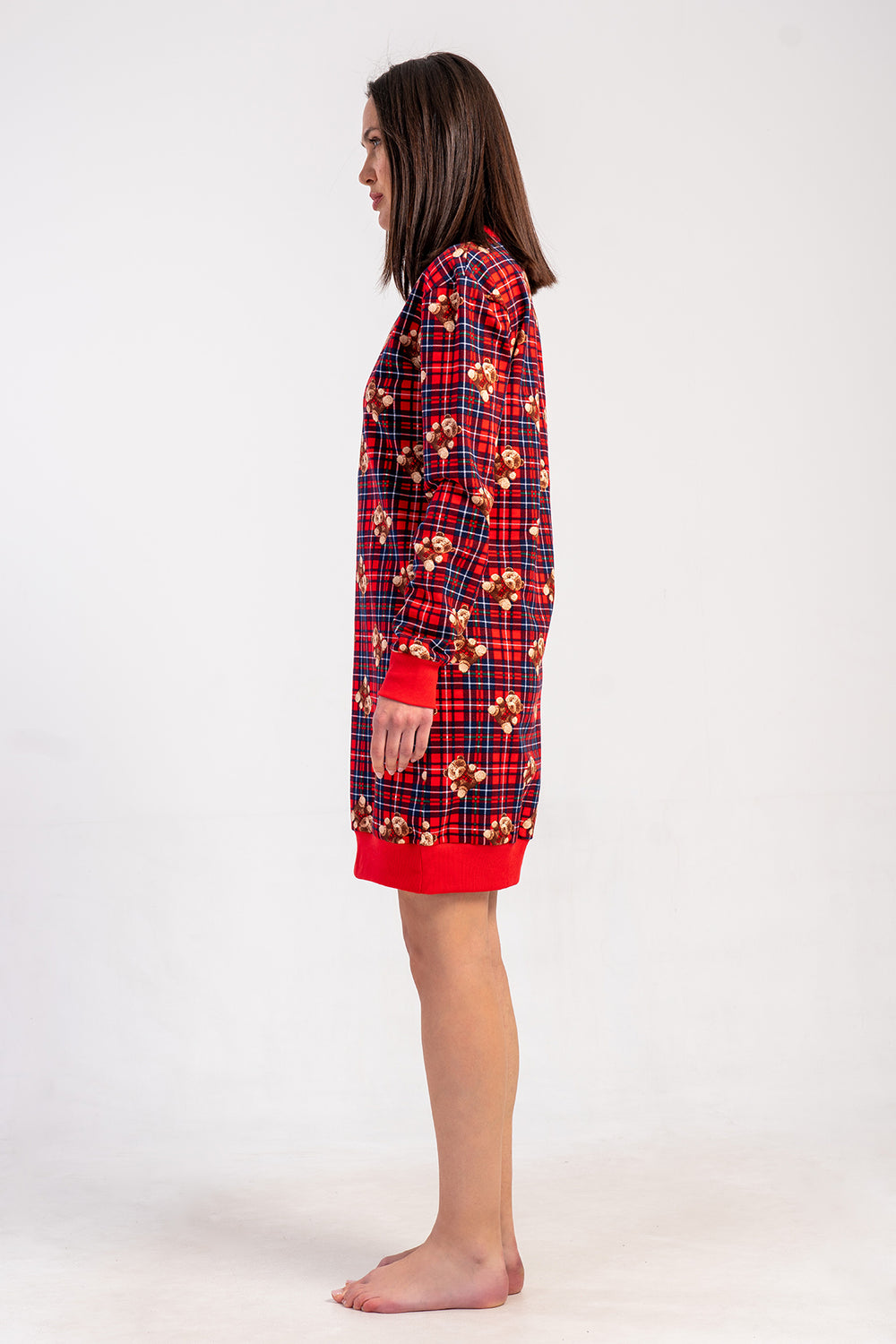 Woman Two Yarn Runy Red Tunic