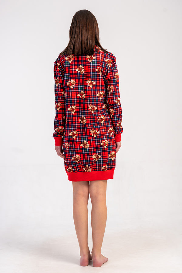 Woman Two Yarn Runy Red Tunic