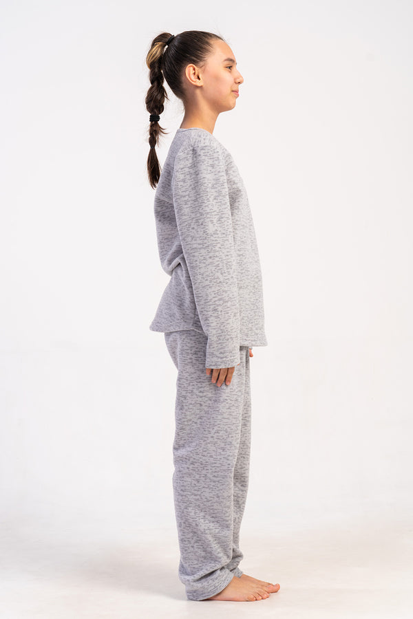 Kids' Girl Fleece Melange Pyjama Set