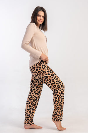 KADIN PIJAMA TAKIM INTERLOK 502161 - Vienetta1.GrupBEJ