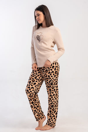 KADIN PIJAMA TAKIM INTERLOK 502161 - Vienetta1.GrupBEJ